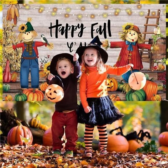 Fall Thanksgiving Photography Backdrop Large Decorations Outdoor Yard Banners - Picture 1 of 6